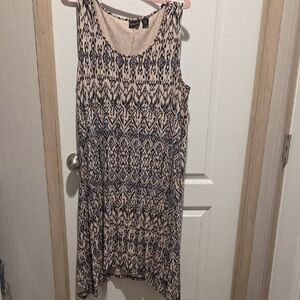 Rachel Zoe Beige and Navy Aztec-Print Sleeveless Midi Dress